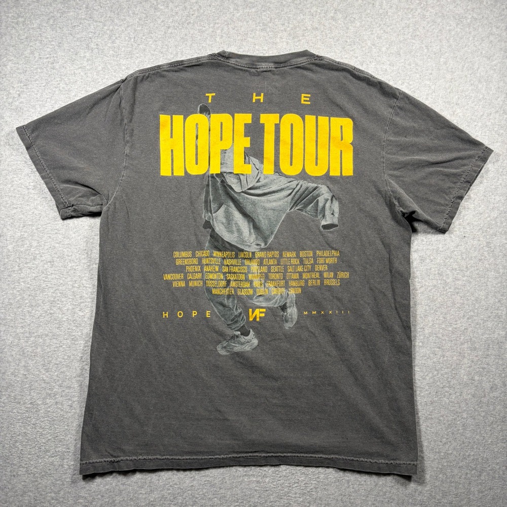 NF The Hope Tour T-Shirt Mens XL Grey 2023 Concert Graphic Short Sleeve Tee